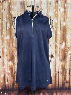 Callaway Navy Blue Sleeveless Golf Polo with White Trim